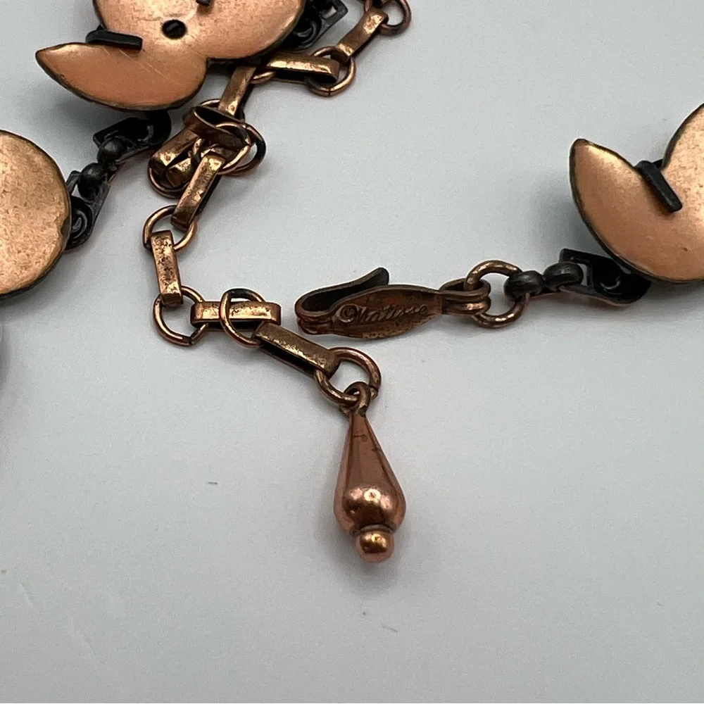 Vintage Renoir Matisse Scalloped Copper Necklace w/ Blue Enamel Accents - Rare - Picture 10 of 10